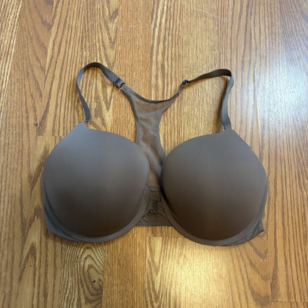 Victoria's Secret Front Clasp Racerback Bra 36DD Mauve Purple Lace Back Comfort